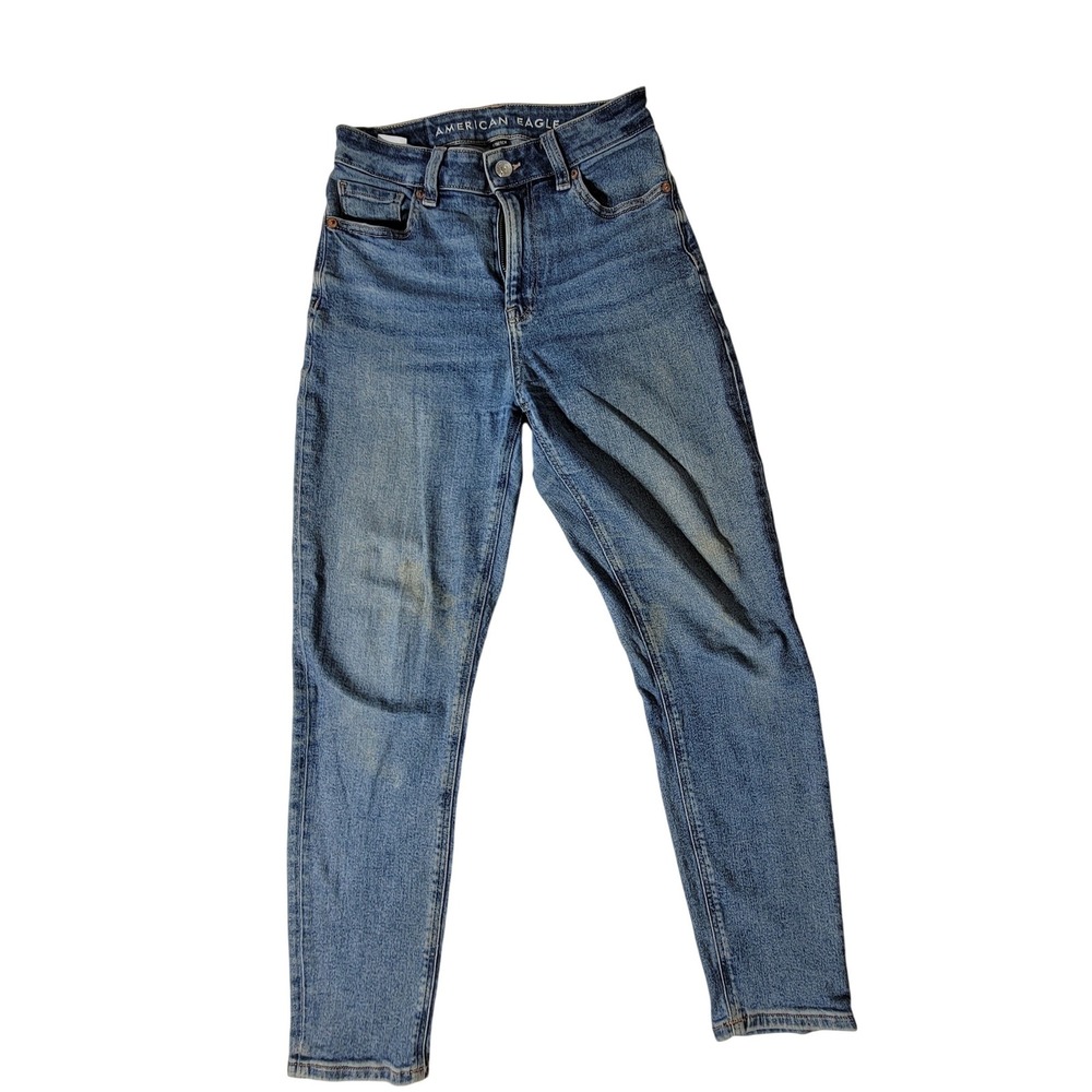 American Eagle High Rise Mom Jeans Blue Medium Wash Womens Size 0 Short